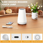 lampe tactile contemporaine rechargeable usb blanc flux lumineux 60 led rond lisse