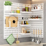 panneau perforé blanc étagère murale moderne accessoires rangement clips couteau clavier figurines