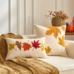 housse coussin brodée citrouille motif automne rustique tassel adhésif décoration maison nordique polyester coton