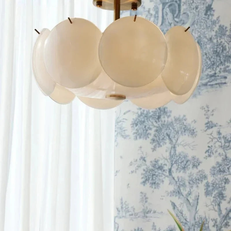 lampe suspendue moderne blanc doré sphères translucides lumière neutre chaude blanche