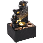 fontaine d'intérieur moderne pierres naturelles lumière led dorée base noire relaxation décoration chambre salon