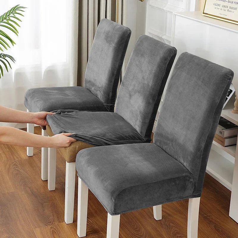 housses chaise velours gris moderne adhésif protection polyester élasthanne chaise banquet mariage plage fauteuil
