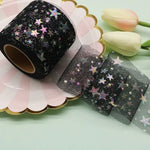 ruban tulle étoiles holographiques violet rose bleu clair noir blanc clips