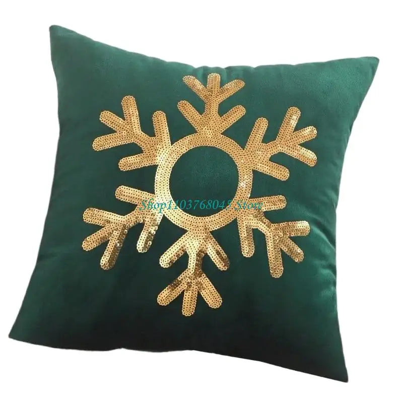 taies d'oreiller patchwork noël motifs neige pailletés cannes sucre rouge blanc vert doré festive