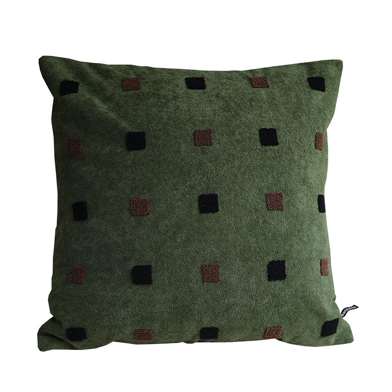 taies d'oreiller modernes beige brodées points blancs coton polyester 45x45cm