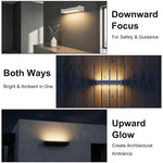 lampe murale led moderne ip65 350 rotatable noir verre trempé 235mm 335mm