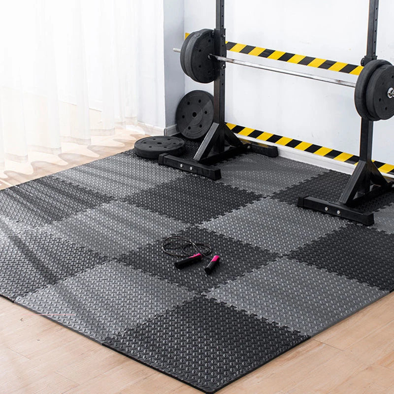 tapis fitness noir texture géométrique antidérapant imperméable moderne 30cm 30cm