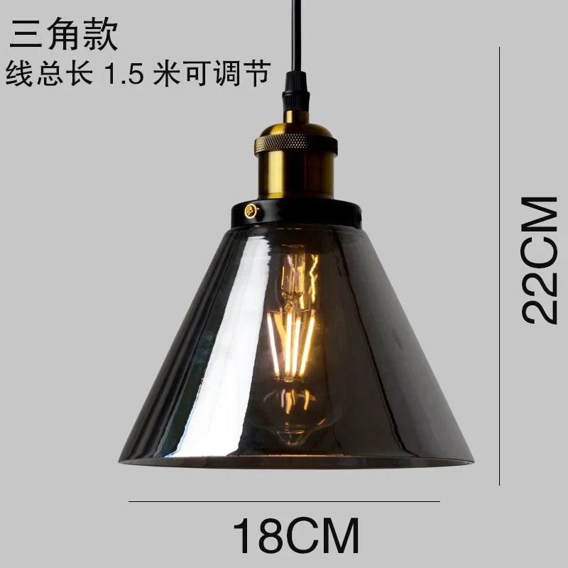 suspension lumineuse industrielle vintage verre transparent doré filaire 90 260V 249 2000lm