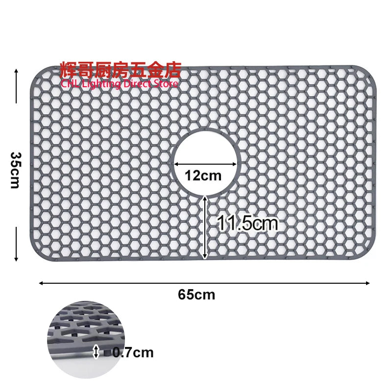 tapis cuisine silicone gris moderne perforé protection évier 72x39.5cmversiblelavabo