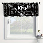 rideau cuisine noir blanc motifs ustensiles vintage semi transparent salon