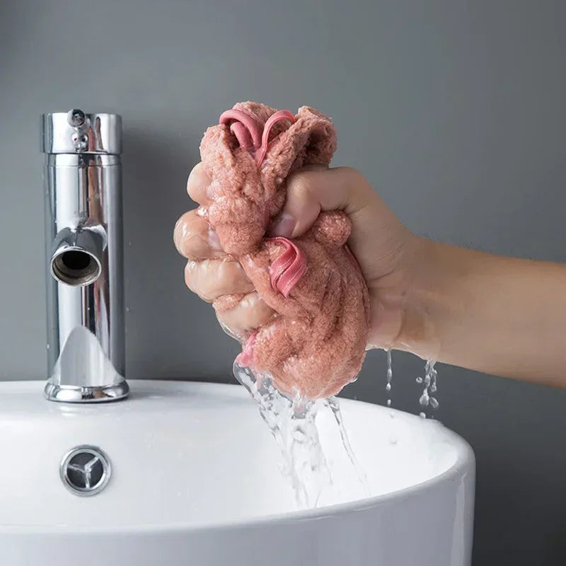 serviettes toilette velours doux nœud décoratif gris rose pâle blanc séchage rapide lavable machine