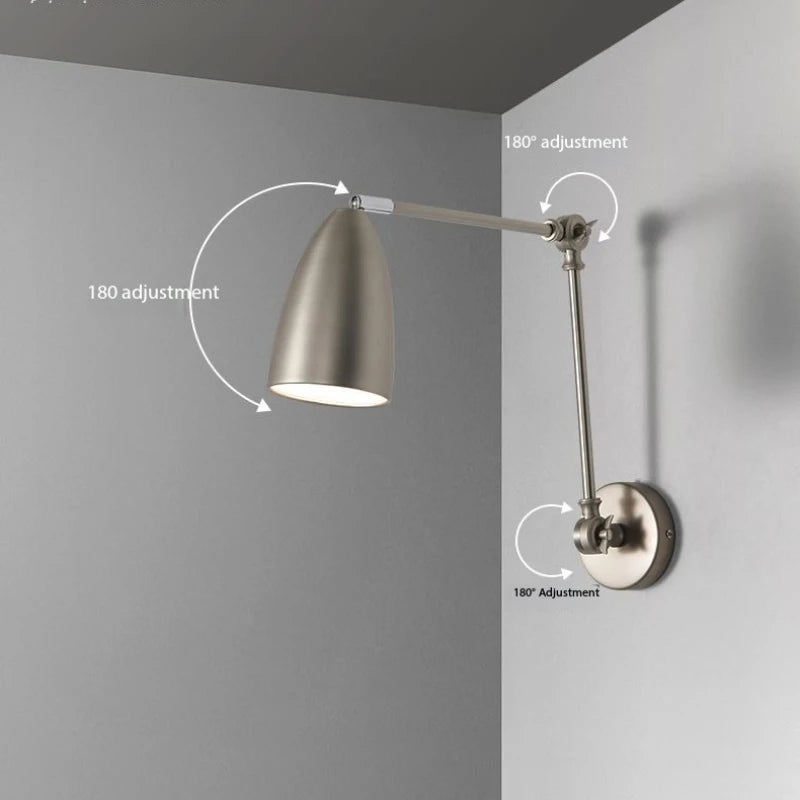 lampe murale articulée moderne argenté noir blanc réglable éclairage ambiance vis fixation chambre salon