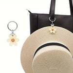porte clés pince chapeau fleurs simples moderne minimaliste beige blanc jaune rose adhésif voyage