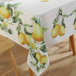 nappe imperméable citron feuilles vertes fond blanc moderne printemps été rectangle réutilisable polyester maison