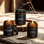 bougies parfumées aromathérapie marron clair sans motif moderne 35 heures soja vanille jasmin citron