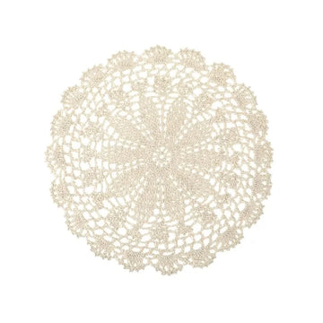 napperons crochetés vintage rustique blanc crème rouge jaune vert