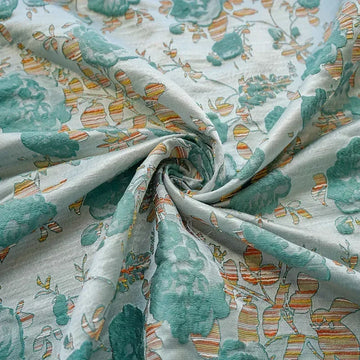 tissu polyester bohème floral vintage motifs roses feuillage semi transparent 160cm