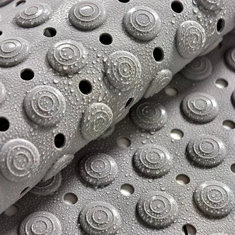 tapis douche bain gris bleu clair texturé cercles reliefs moderne minimaliste