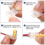 connecteur led transparent sans soudure clips moderne 5mm 8mm 10mm bande led 10pcs câbles