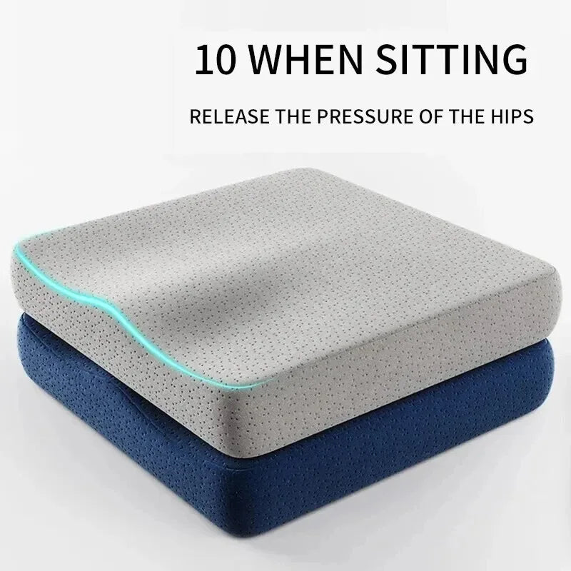 coussin support assise mousse mémoire forme tissu velours gris bleu marine contemporain ergonomique micro