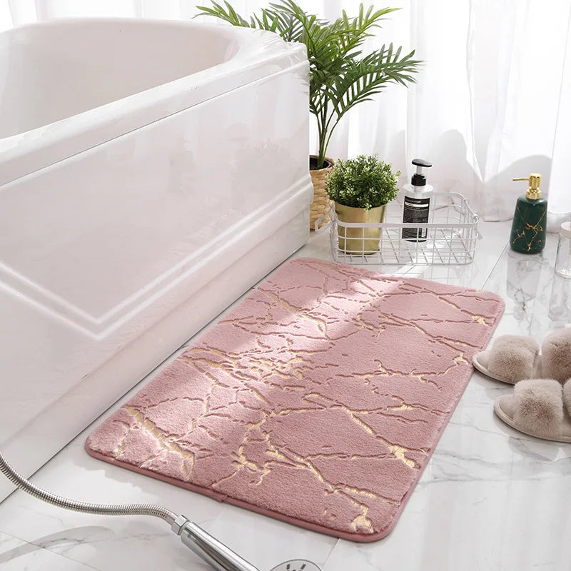 tapis bain moderne marbre doré blanc beige noir rose gris respectuevironnement sallebain