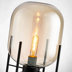 lampe table moderne verre fumé interrupteur bouton acier noir éclairage intérieur chambre salon