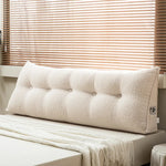 grand oreiller lit rectangulaire beige clair doux moelleux boutons décoratifs