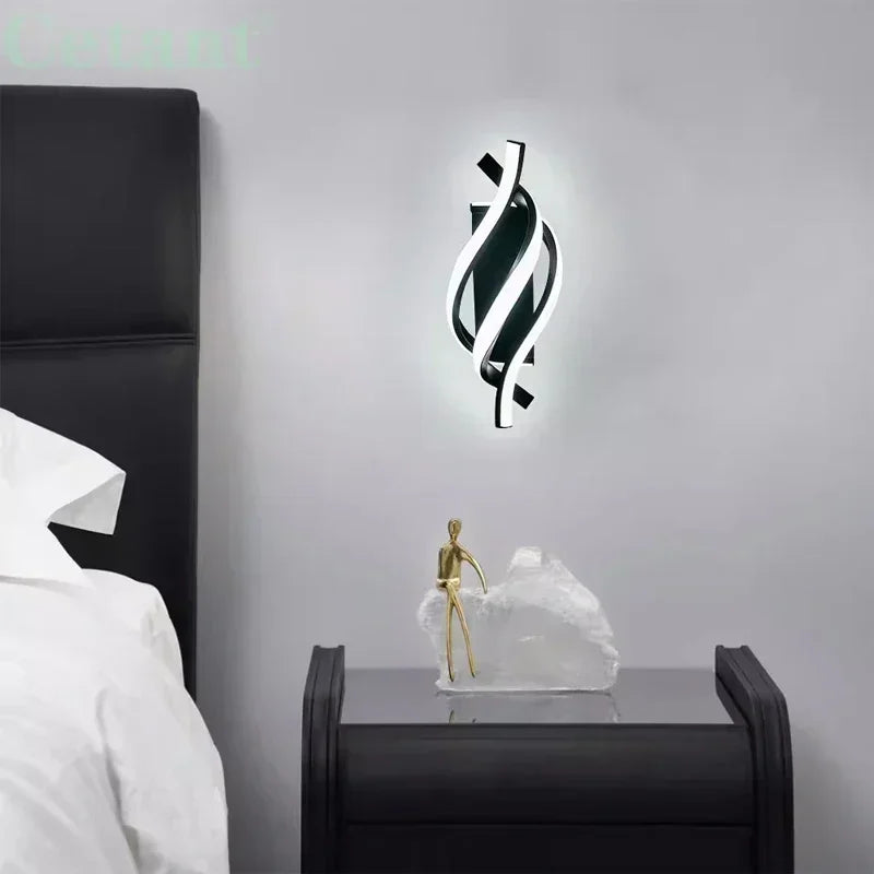lampe murale moderne abstraite aluminium blanc noir éclairage chambre coucher led couleurs