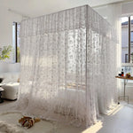 rideau lit blanc dentelle florale transparent classique maison adultes polyester coton unisexe