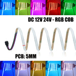 ruban led cob rgb blanc adhésif 12v 24v décoration salon rétroéclairage tv intérieur moderne