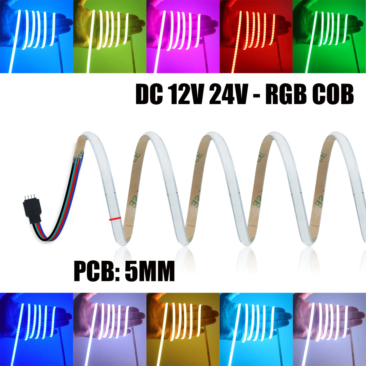 ruban led cob rgb blanc adhésif 12v 24v décoration salon rétroéclairage tv intérieur moderne