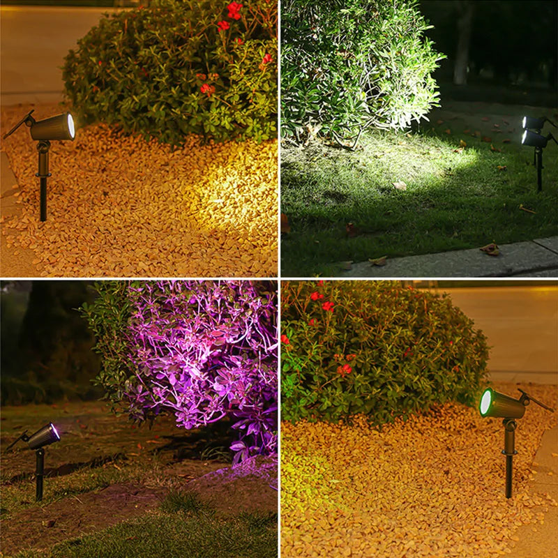 projecteurs led solaires réglables jardin extérieur moderne noir jaune violet vert