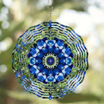 Décoration extérieure spinner métallique multicolore floral artisanal diamètre 25cm jardin balcon