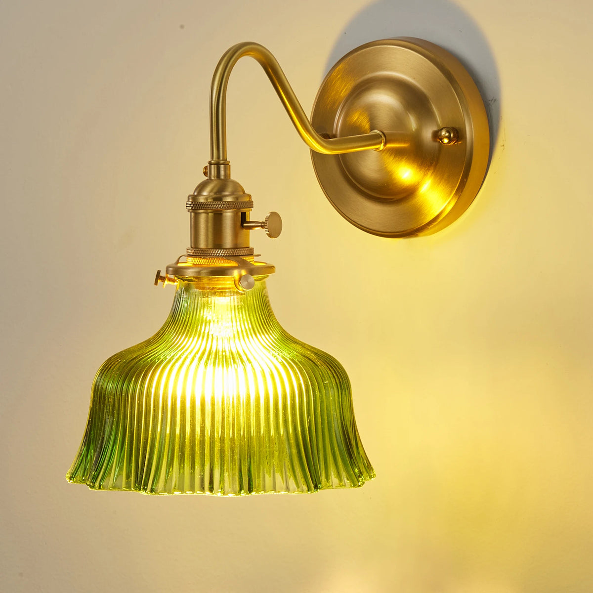 lampe murale vintage vert doré rayures verticales ampoule led cuisine chambre salle manger entrée