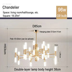 Suspension lumineuse moderne or structure géométrique tubes lumineux fixation crochet éclairage led chambre salon