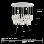 suspension lumineuse moderne blanc feuilles fines chaines minimaliste led
