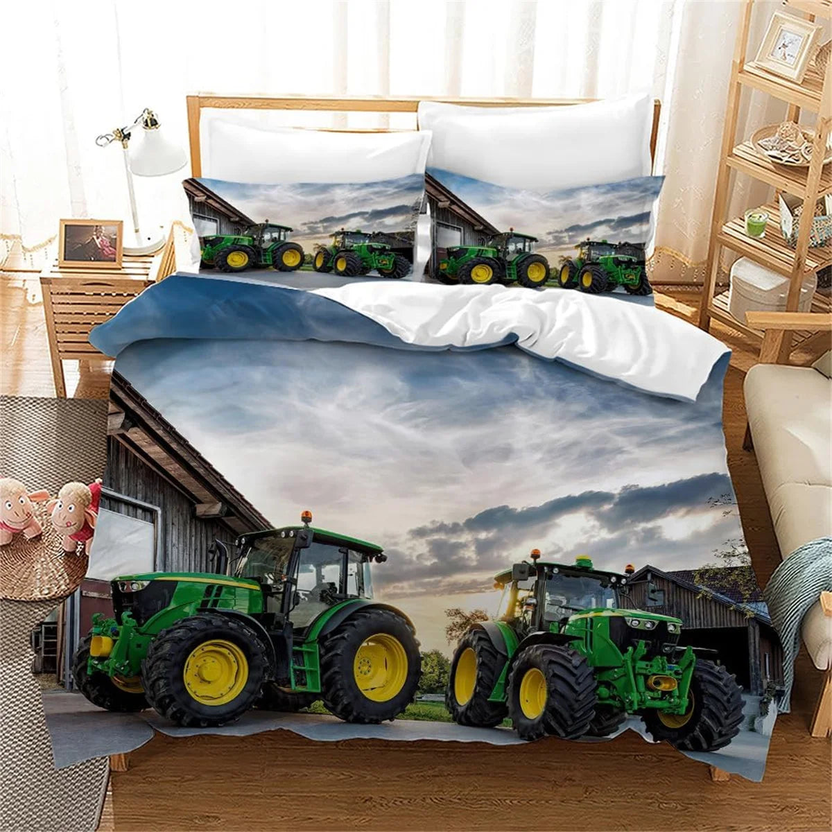 Linge de lit enfant tracteur multicolore