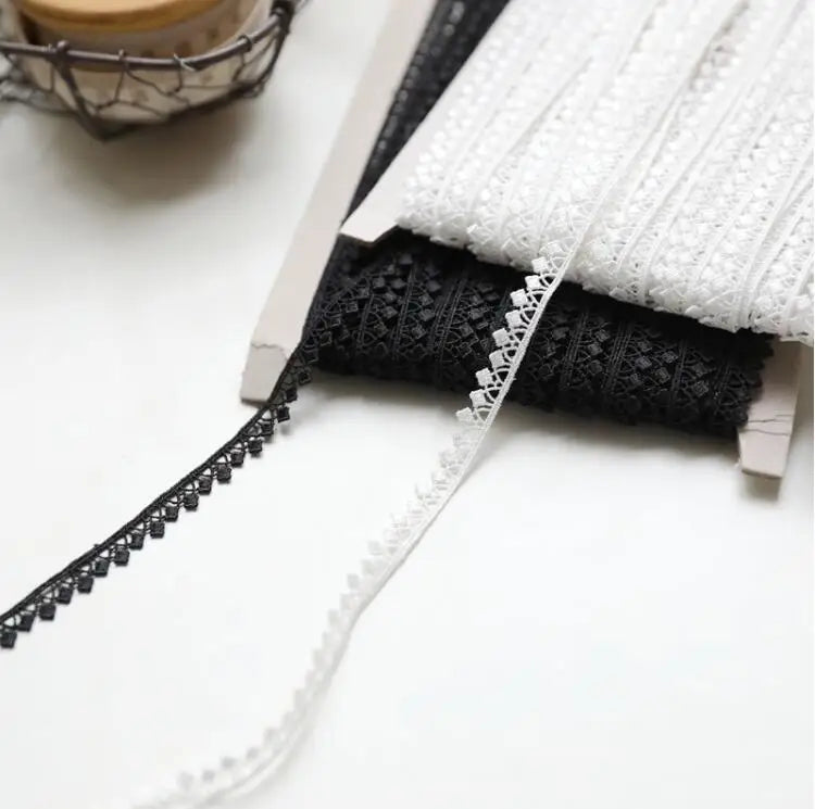 dentelle polyester 8mm blanc noir motifs floraux vintage romantique semi transparent chapeau décoration