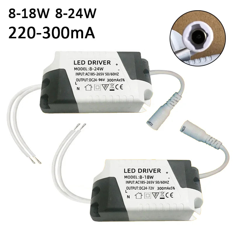 transformateur led driver 12v 24v 24w gris blanc moderne câble connecteur 60x32x22mm
