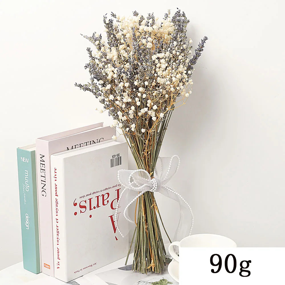 bouquet fleurs séchées eucalyptus gypsophile lavande décoration maison anniversaire valentin boho naturel