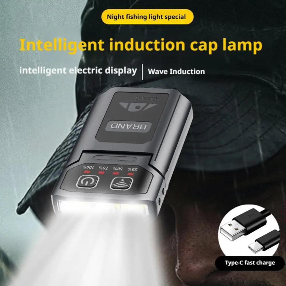 lampe torche noire rechargeable clip portable éclairage tête moderne camping pêche usb type