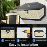 lampe solaire led noir moderne capteur mouvement ip65 étanche 226led