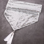 nappe table paillettes or noir argent festives pompons mariage anniversaire festive