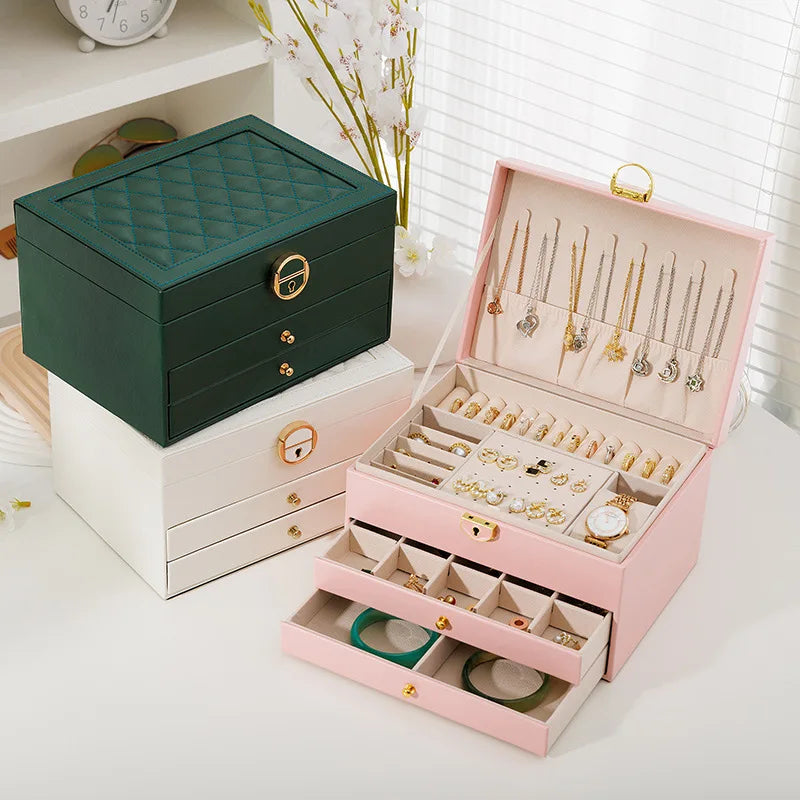 boîtes bijoux simili cuir vert foncé moderne chic boîtes bijoux rose clair blanc plaques