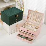 boîtes bijoux simili cuir vert foncé moderne chic boîtes bijoux rose clair blanc plaques
