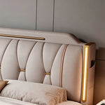 lit double luxe beige doré tête lit capitonnée rangement chambre moderne contemporain