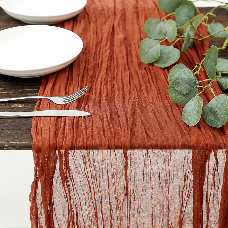 table runner moderne beige rouge blanc mariage maison solide rayures horizontales opaque voile