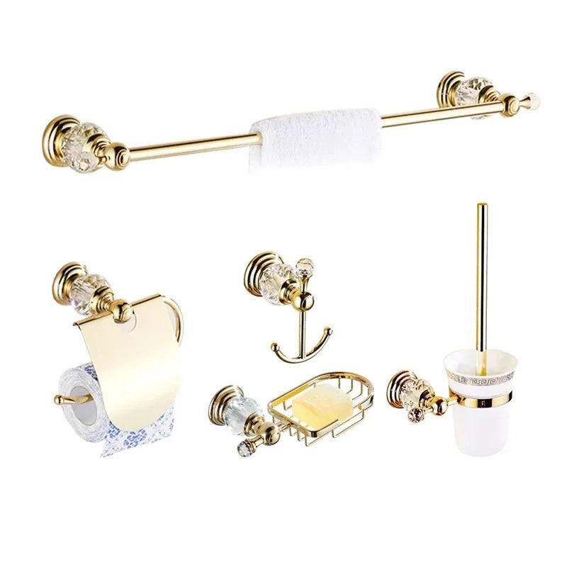 accessoires salle bain or strass classique porte serviettes porte papier toilette