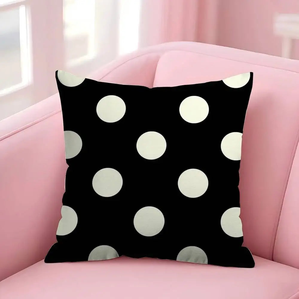 housse coussin carré motif pois animal compagnie moderne polyester coton noir blanc chambre lit