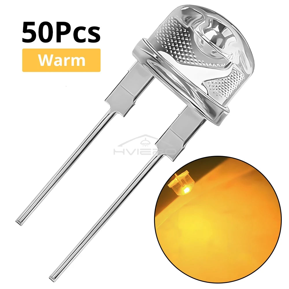 diodes led bleu vert rouge jaune blanc moderne transparents 8mm 50pcs